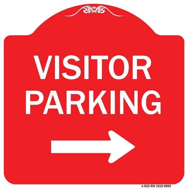 Visitor-parking Right Heavy-Gauge Aluminum Architectural Sign, 18" x 18", RW-1818-9868